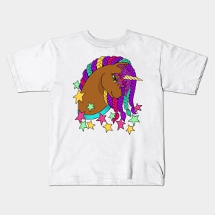 Black Unicorn | Afro Unicorn With Braided Mane Kids T-Shirt